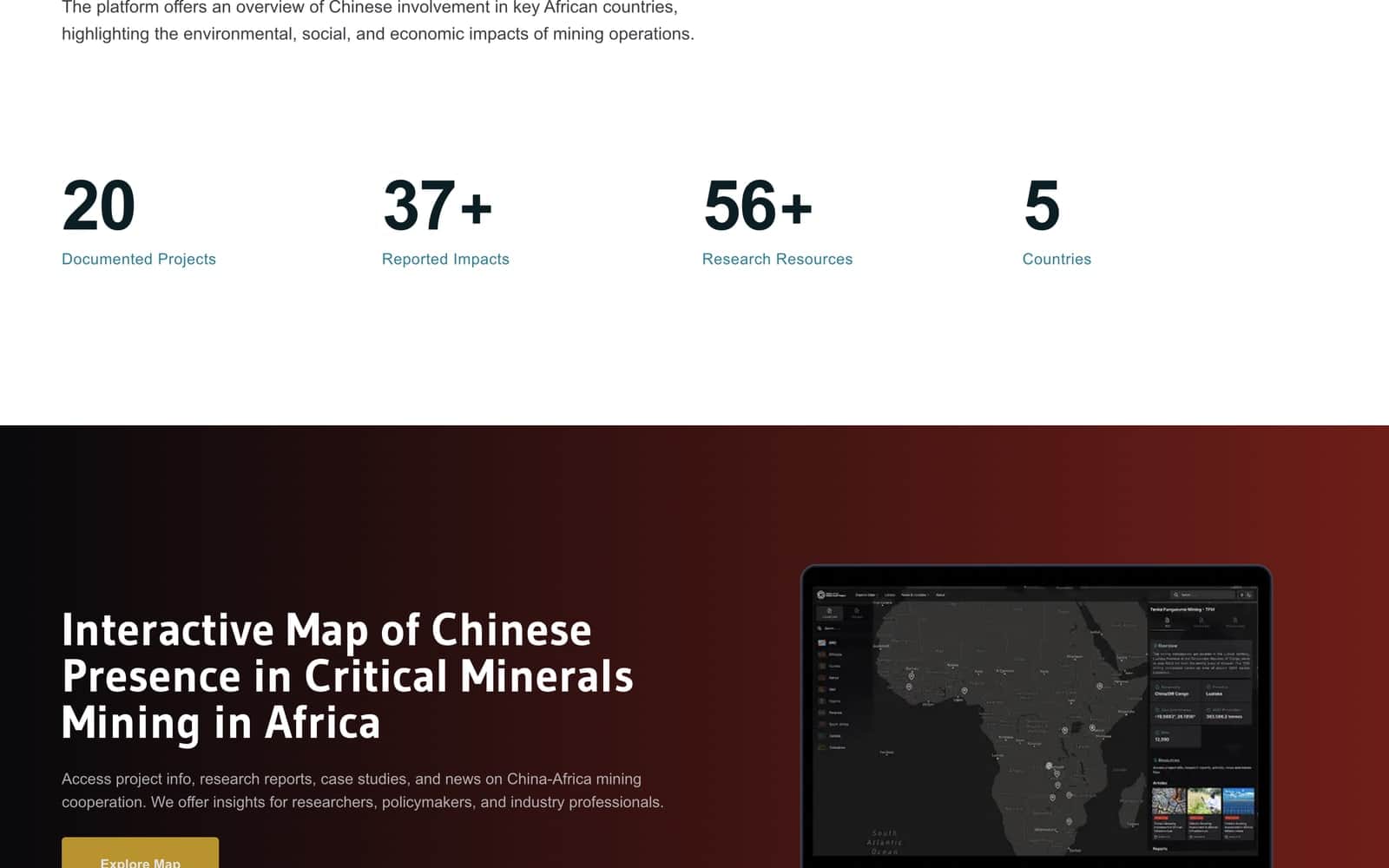 Second desktop view of Africa Mining Presence